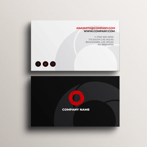 Sleek Black & White Business Cards with Red Logo Accent