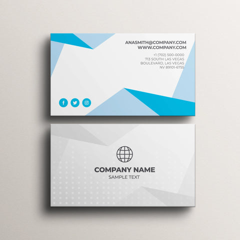 Modern Blue & White Geometric Business Cards