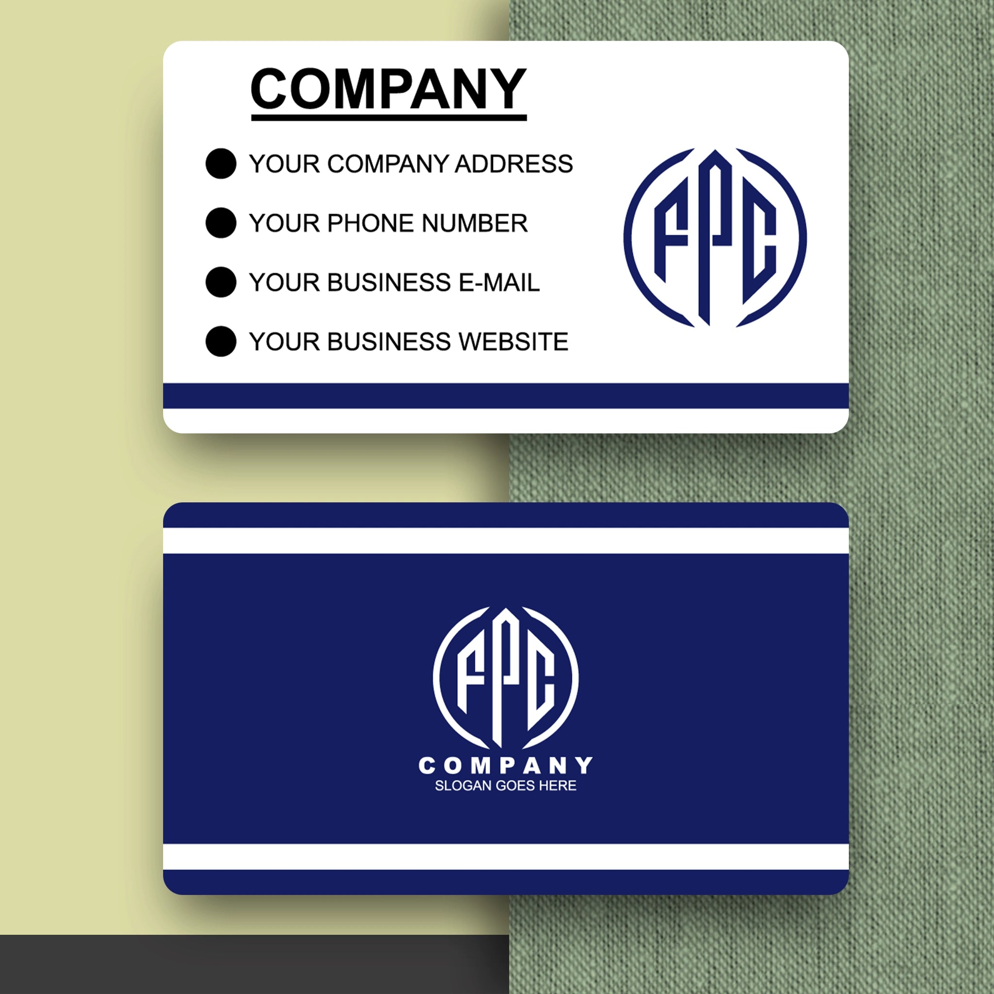 Professional Navy Blue & White Business Cards – Sleek & Modern