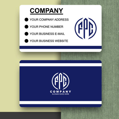 Professional Navy Blue & White Business Cards – Sleek & Modern