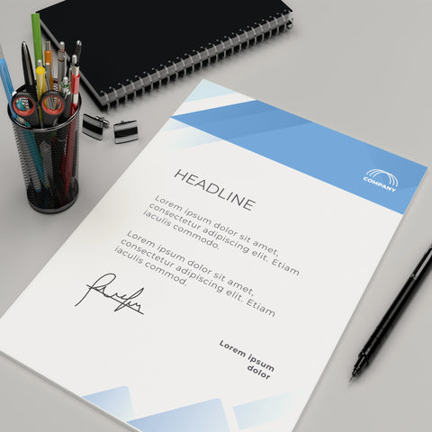 Modern Blue Geometric Letterhead – Corporate & Stylish
