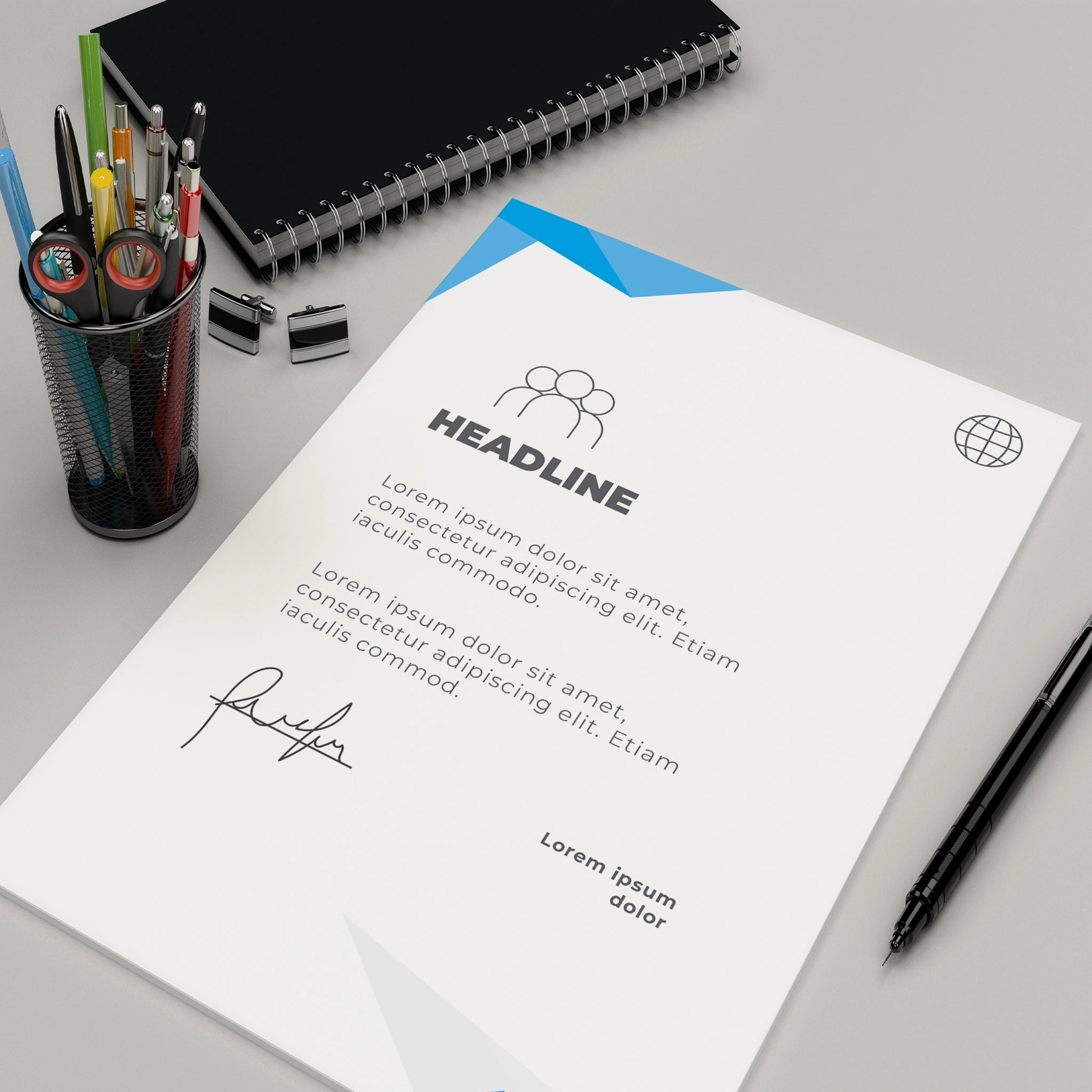 Blue & White Professional Letterhead – Clean & Corporate Design