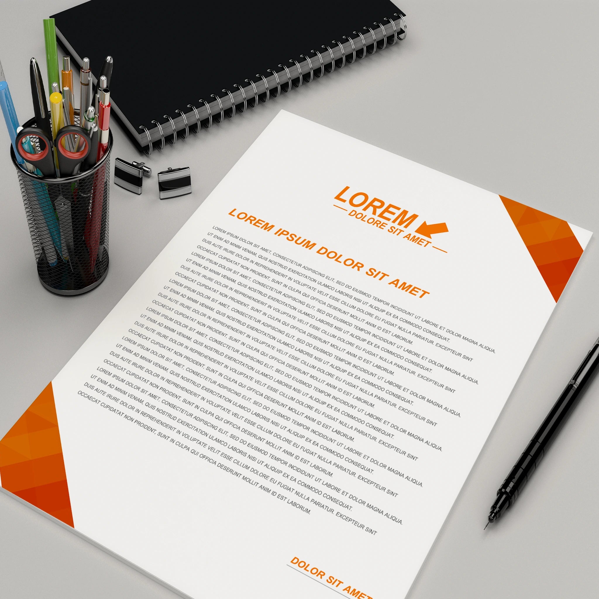 Orange Geometric Business Letterhead – Professional & Bold