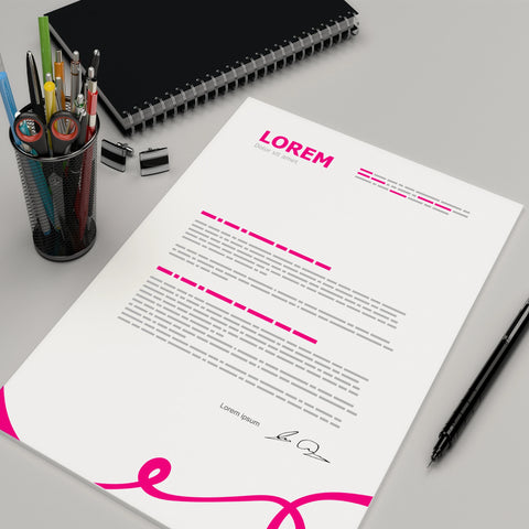 Elegant Pink Swirl Letterhead – Stylish & Modern