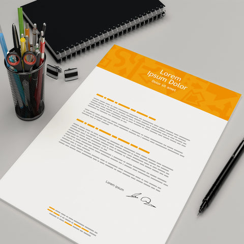 Professional Orange Header Letterheads – Modern & Sleek