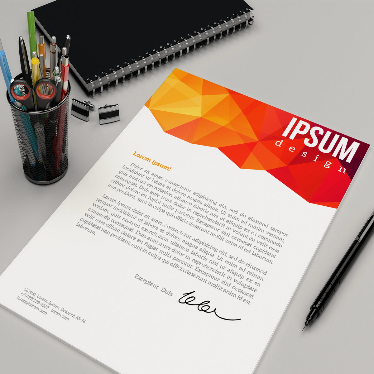 Vibrant Geometric Letterhead – Modern & Bold Design
