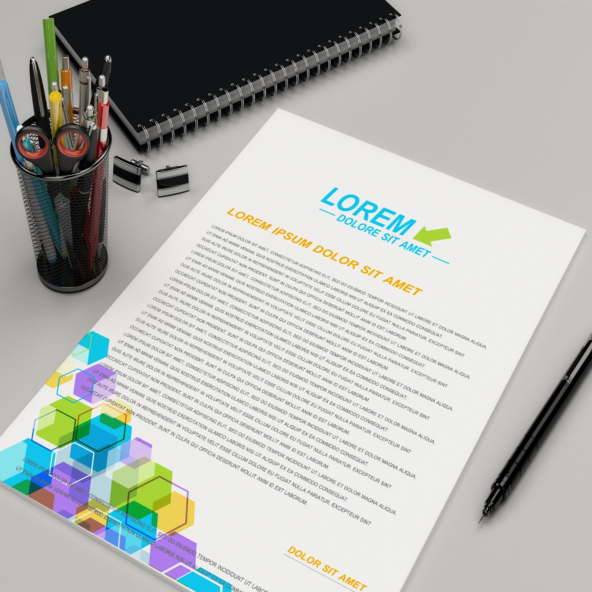 Vibrant Geometric A4 Letterheads – Standout Business Stationery
