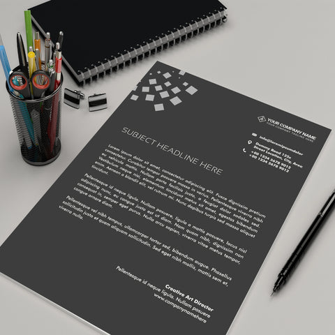 Luxury Black Letterhead – Bold & Professional Business Stationery