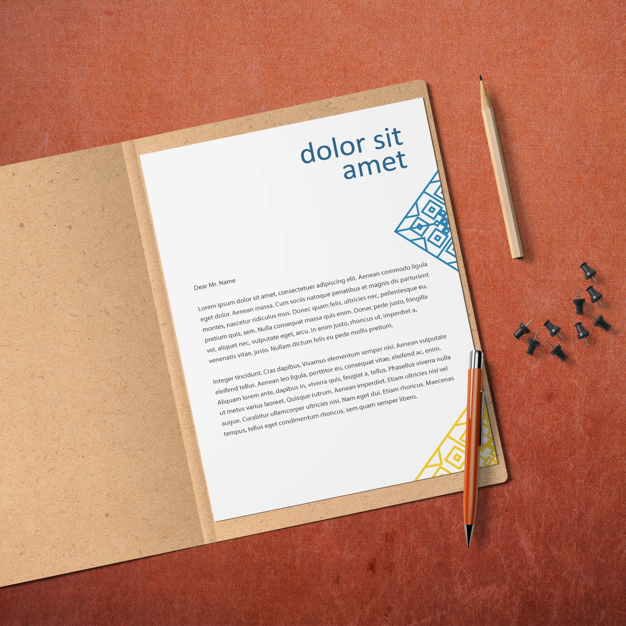 Blue & Gold Stationery Set – Custom Business Cards, Letterheads & Stamp