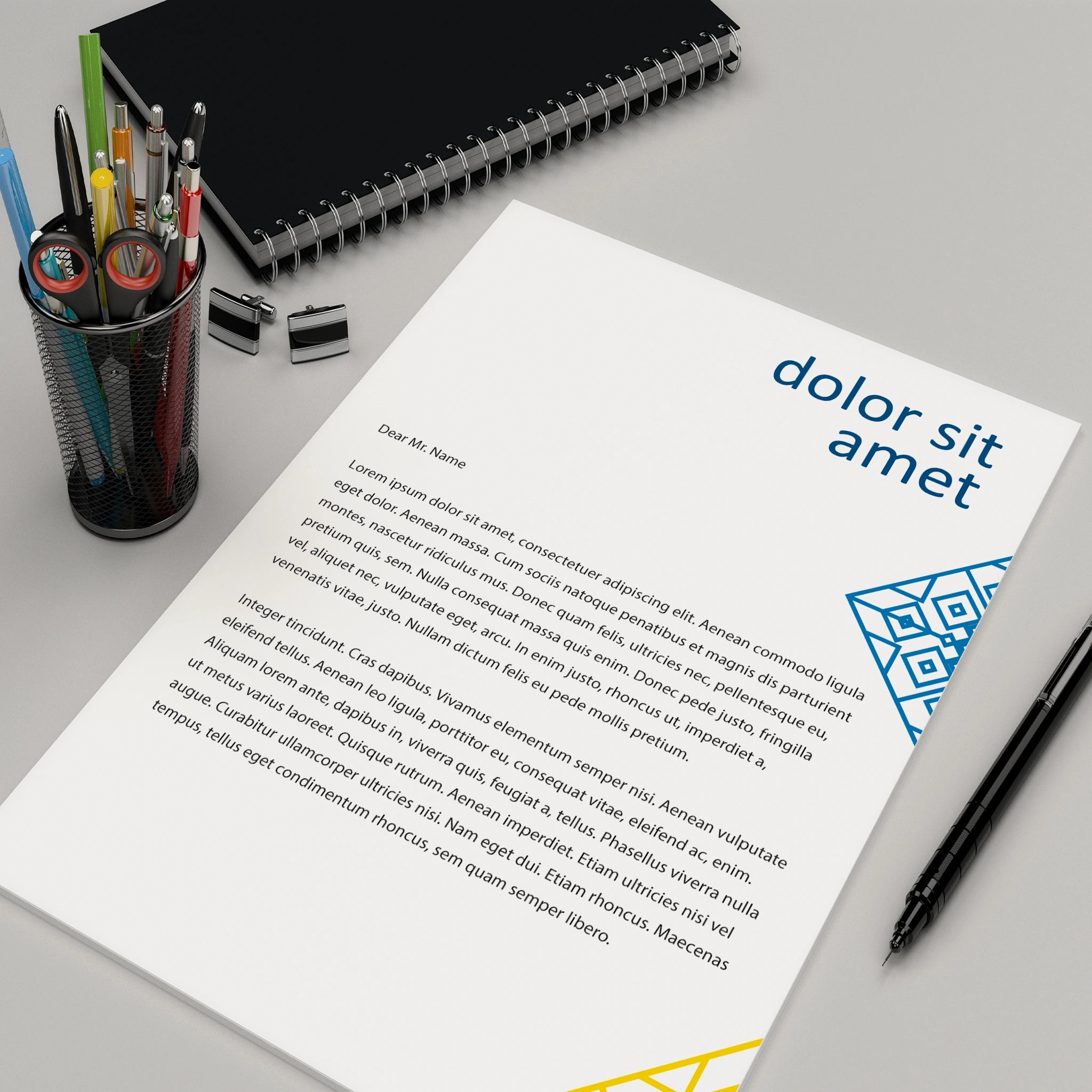 Elegant Blue & Yellow Letterheads – Modern & Professional