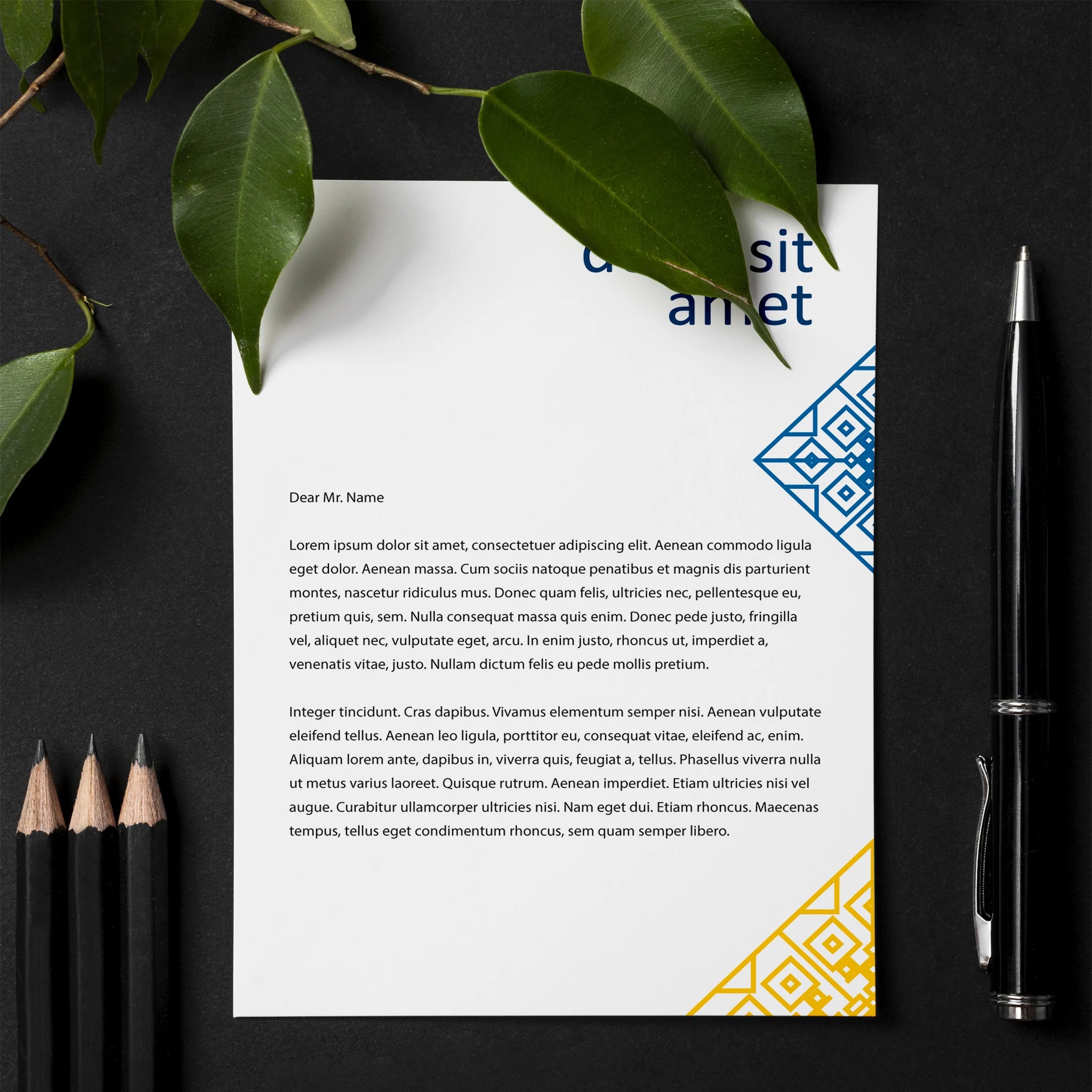 Elegant Blue & Yellow Letterheads – Modern & Professional