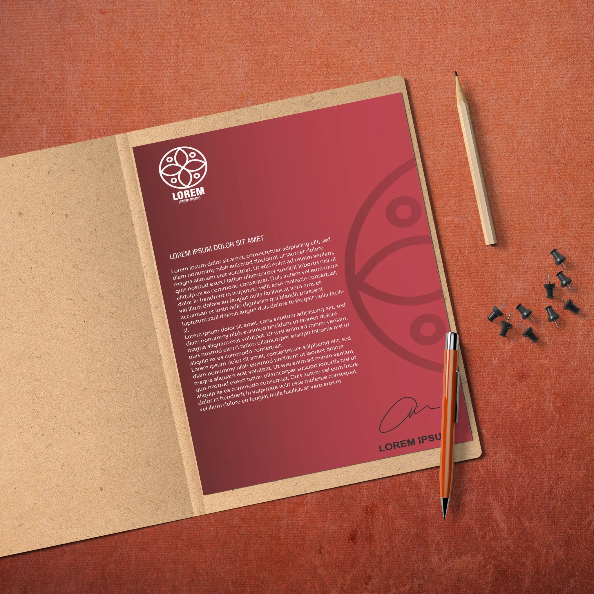 Bold Red Gradient Letterhead – Sleek & Professional