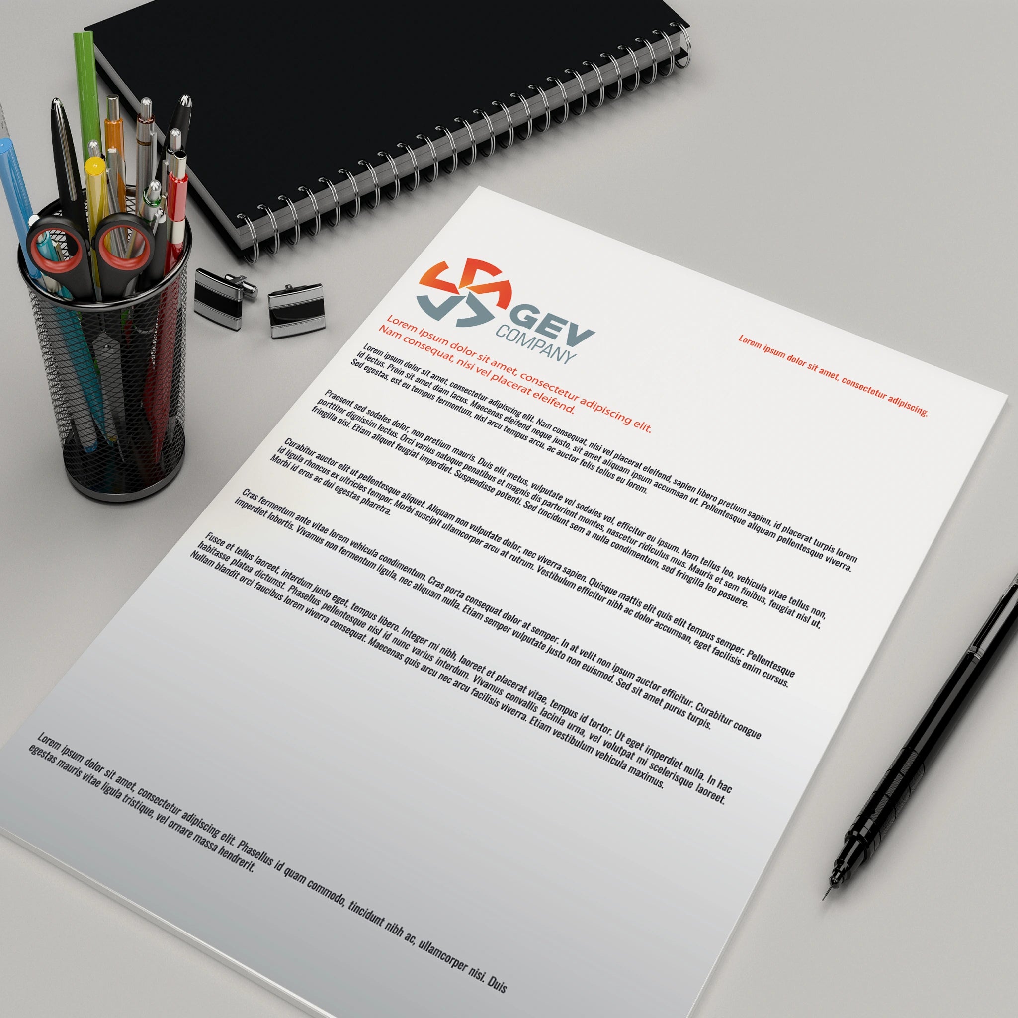 Orange & White Corporate Stationery Set – Includes 6 Items