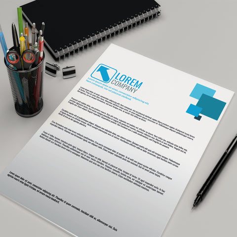 Modern Blue Square Business Stationery – Custom Business Cards, Letterheads & Stamp