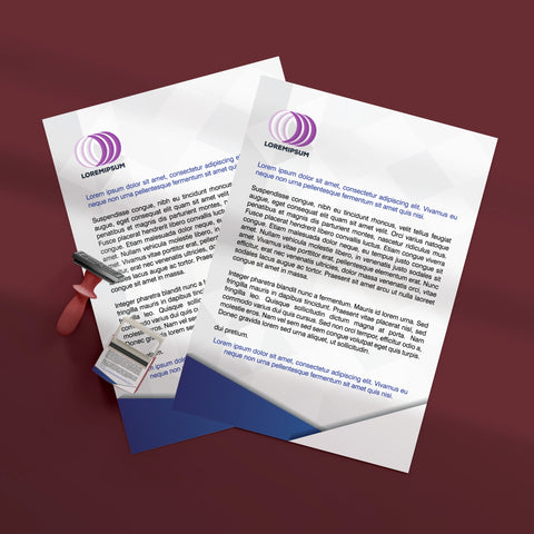 Blue & Purple Stationery Set – Custom Business Cards, Letterheads & Stamp