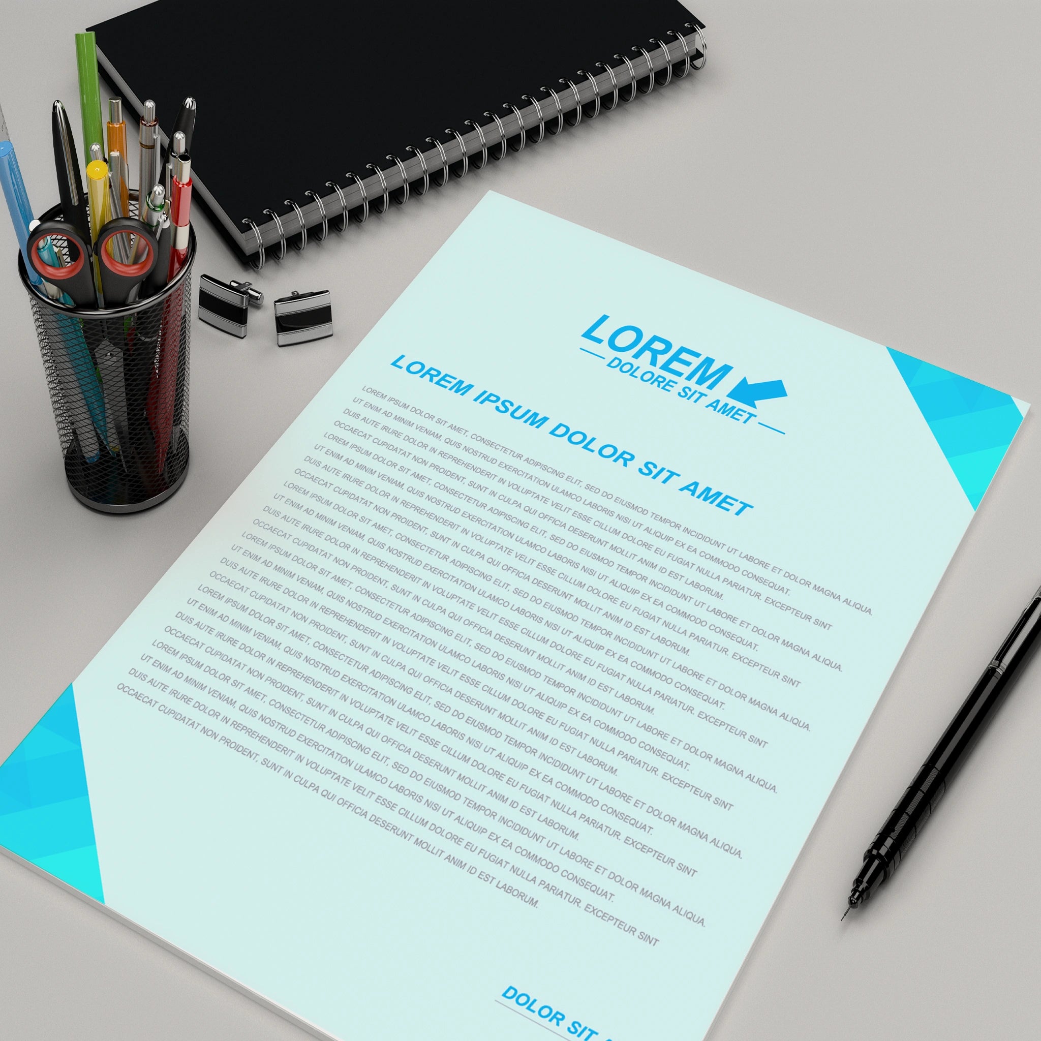 Professional Blue Themed Letterhead – Sleek & Modern Design