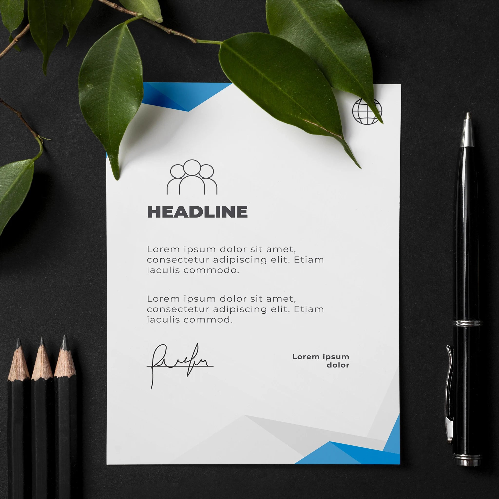 Blue & White Professional Letterhead – Clean & Corporate Design
