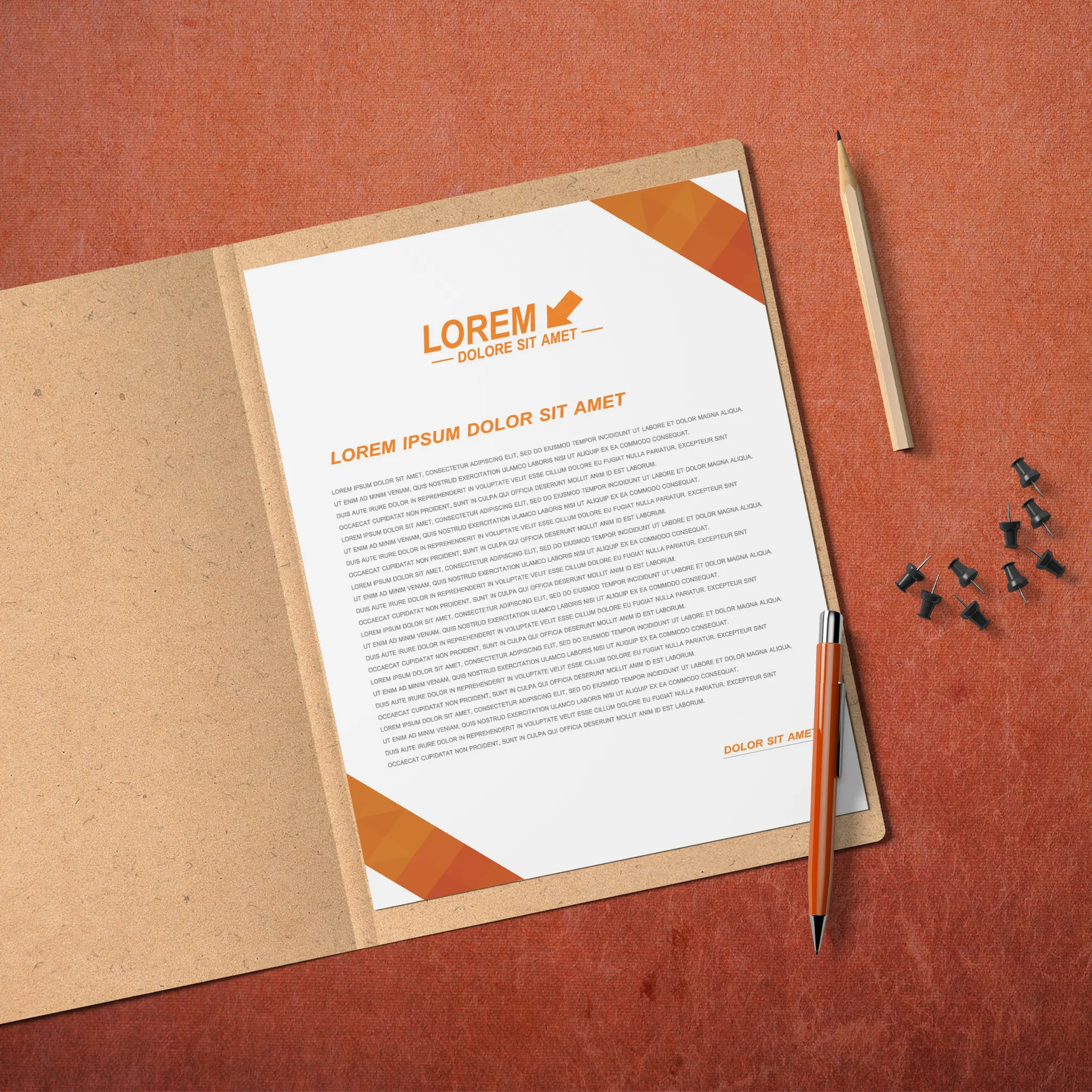 Orange Geometric Business Letterhead – Professional & Bold