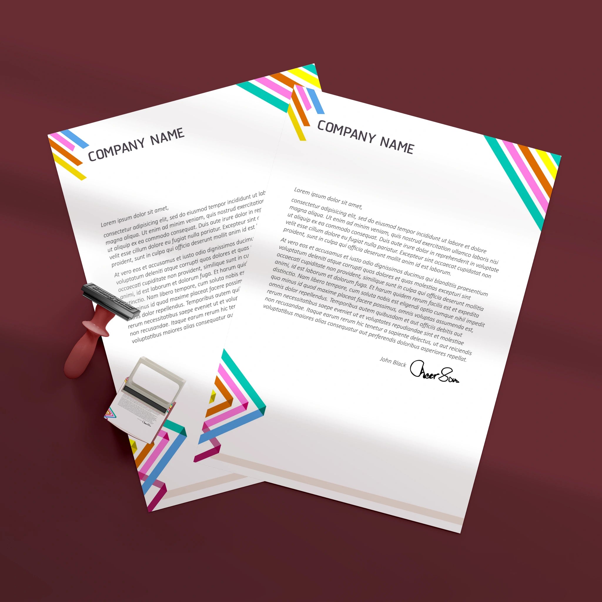 Colorful Striped Business Letterhead – Vibrant & Professional