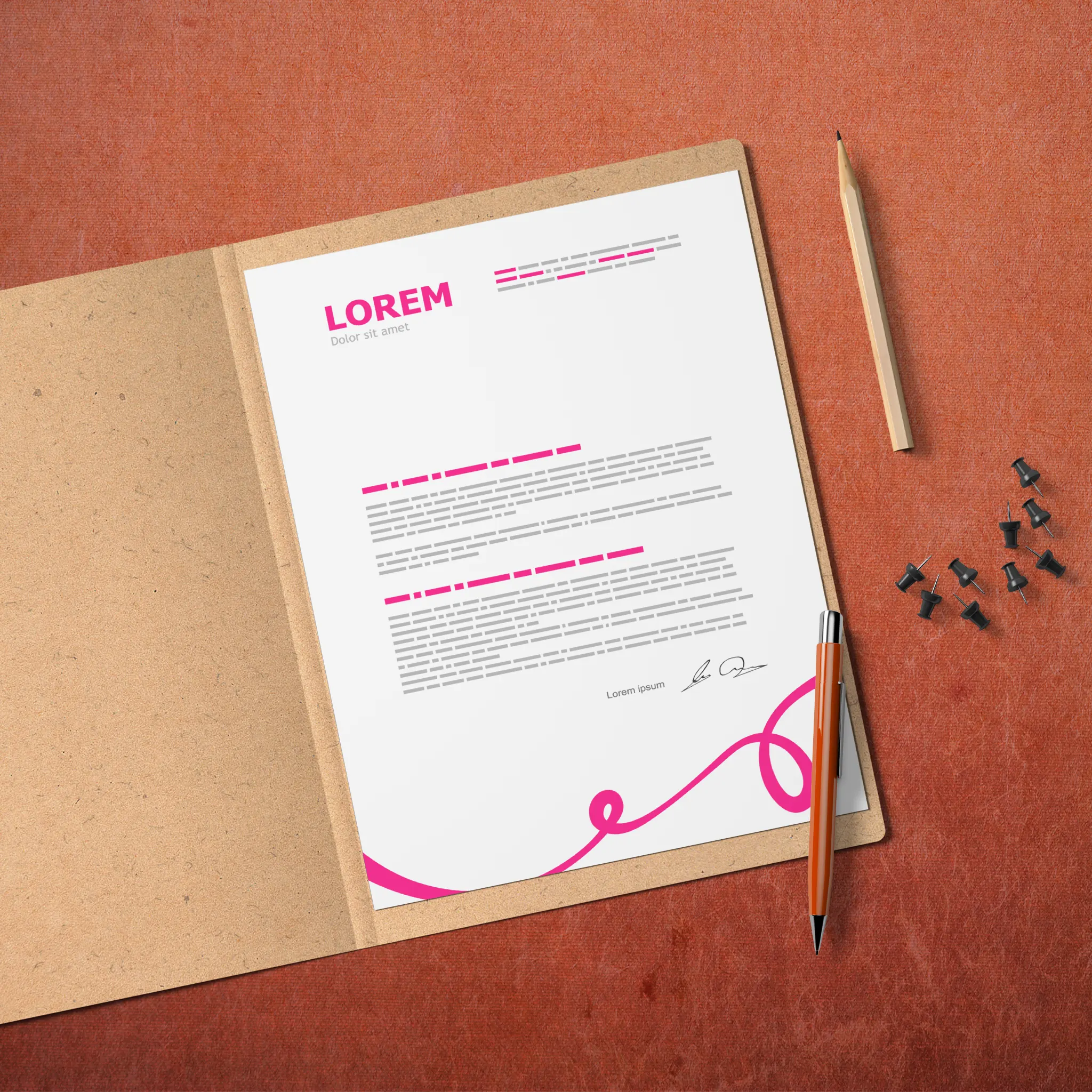 Elegant Pink Swirl Letterhead – Stylish & Modern