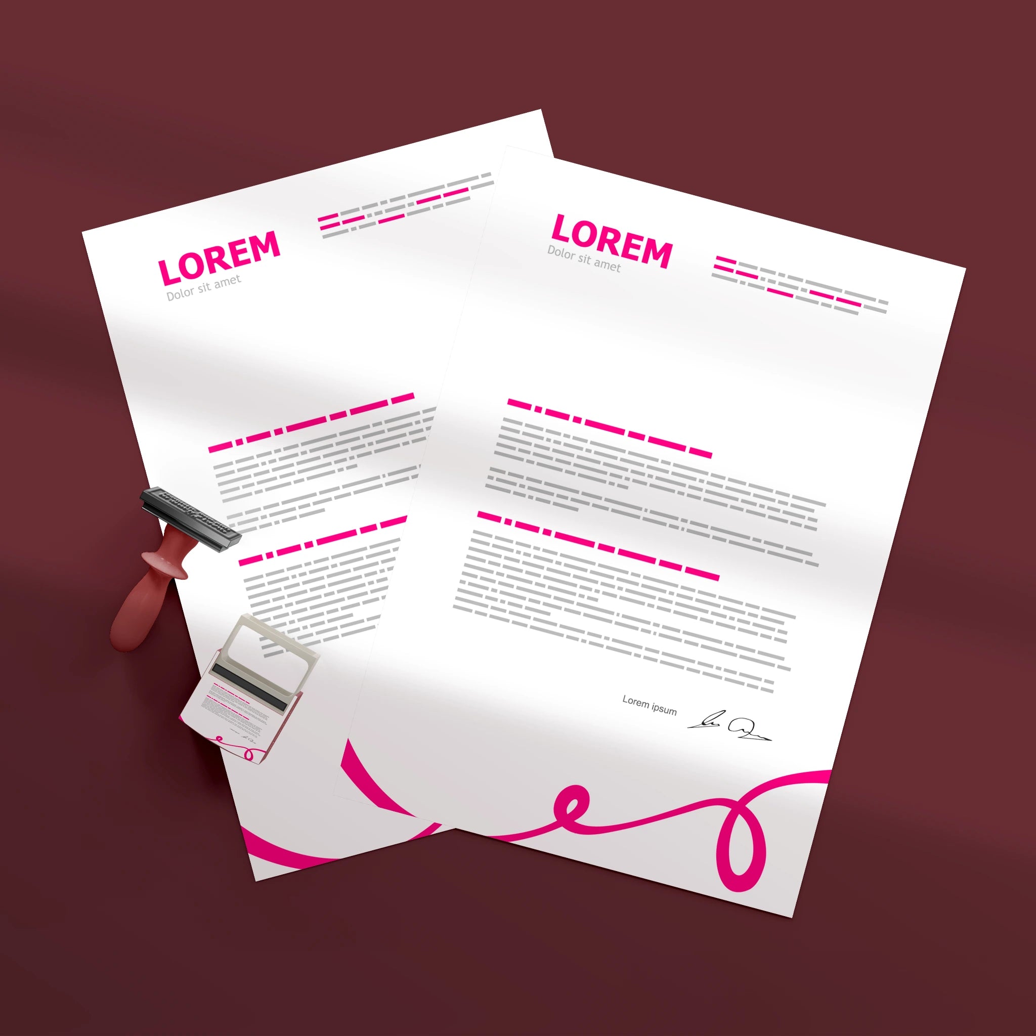 Elegant Pink Swirl Letterhead – Stylish & Modern
