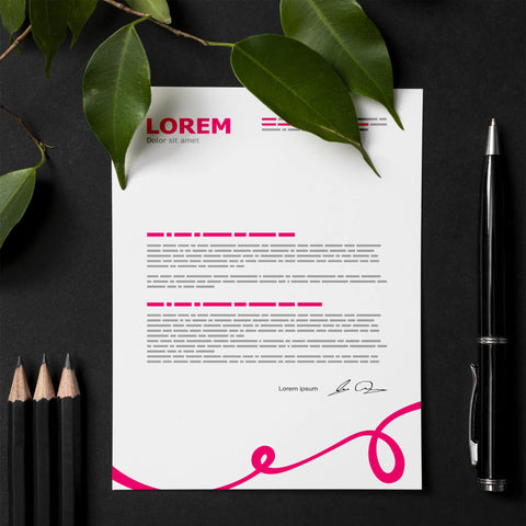 Elegant Pink Swirl Letterhead – Stylish & Modern