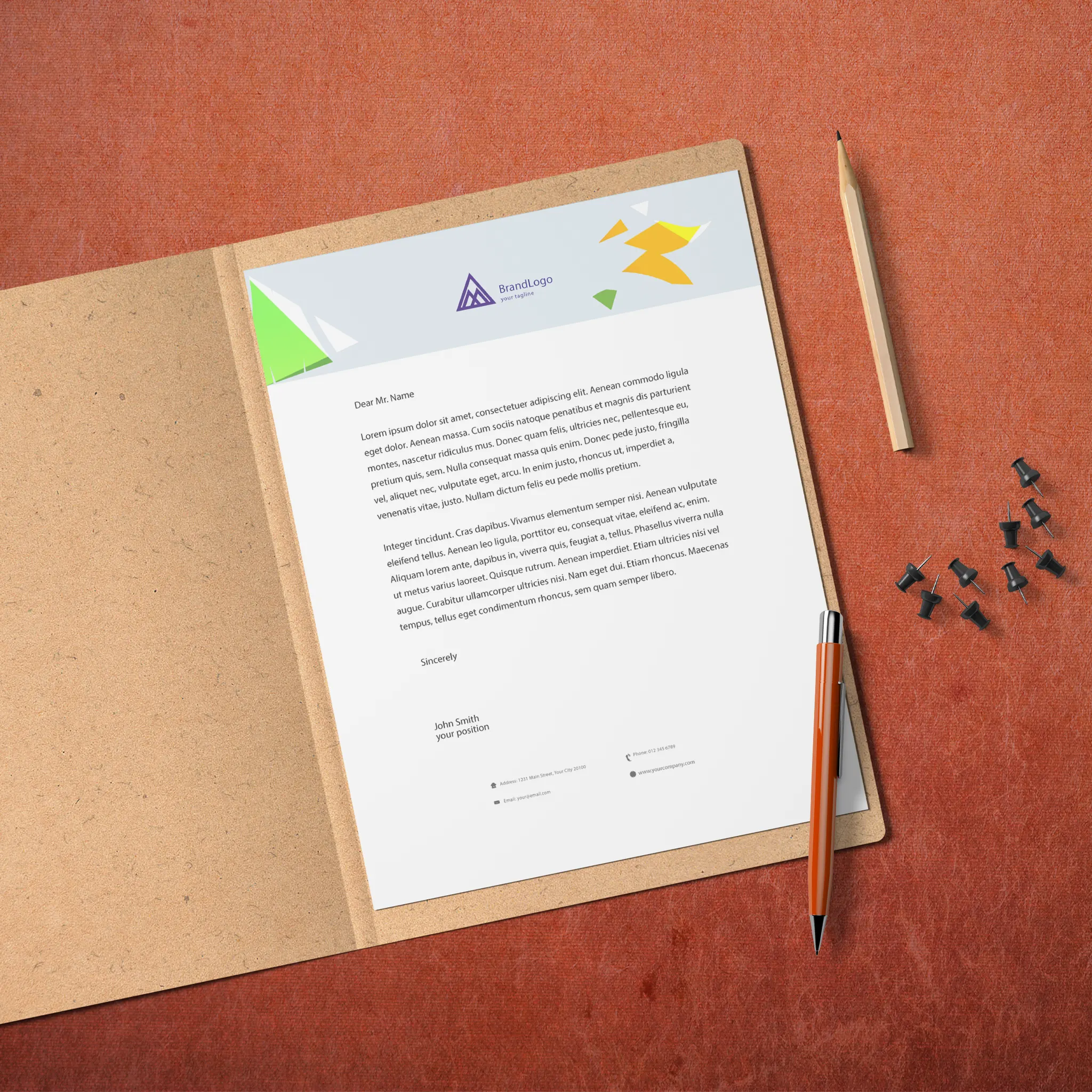 Geometric Letterhead – Modern & Professional