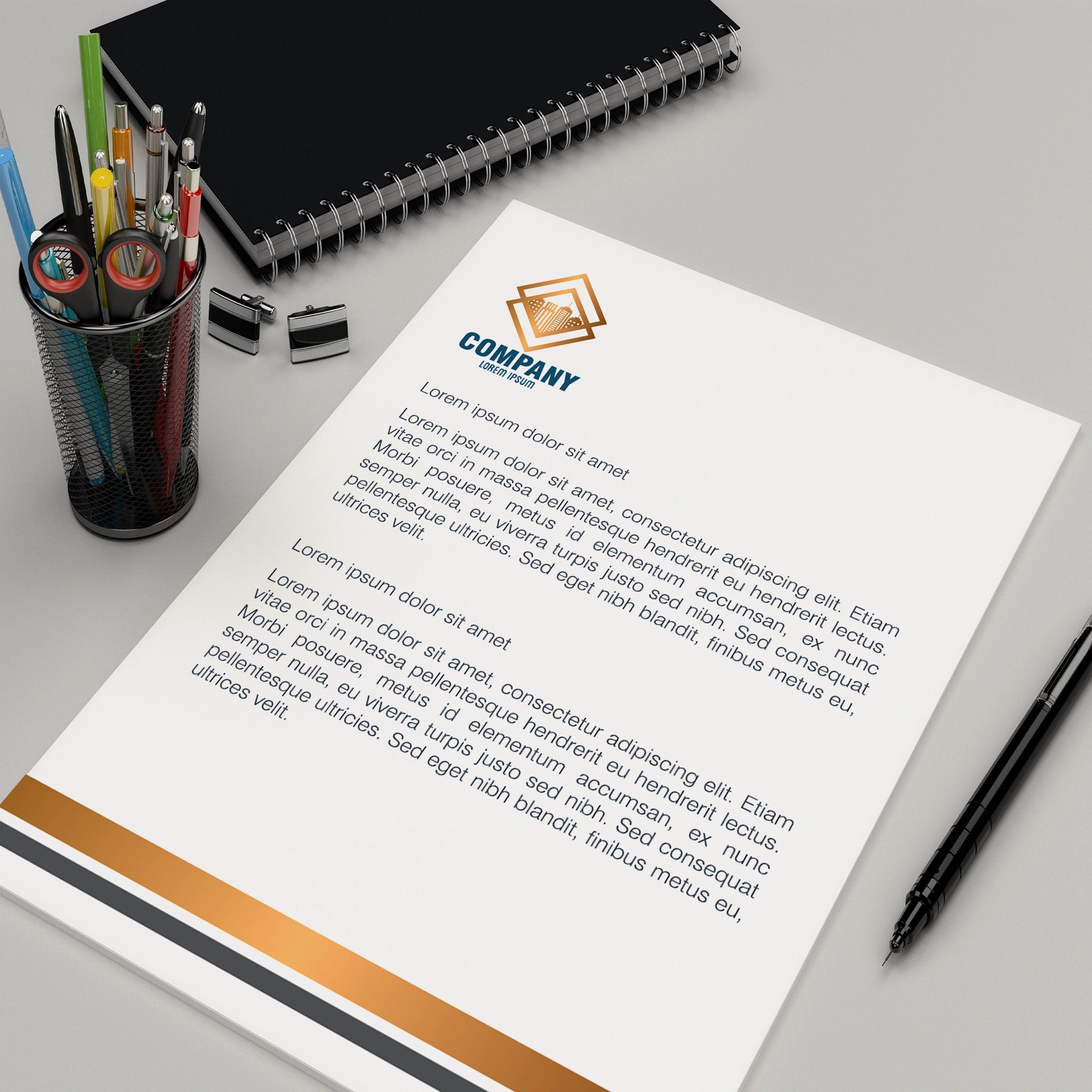 Gold-Accented Letterhead – Premium Business Stationery