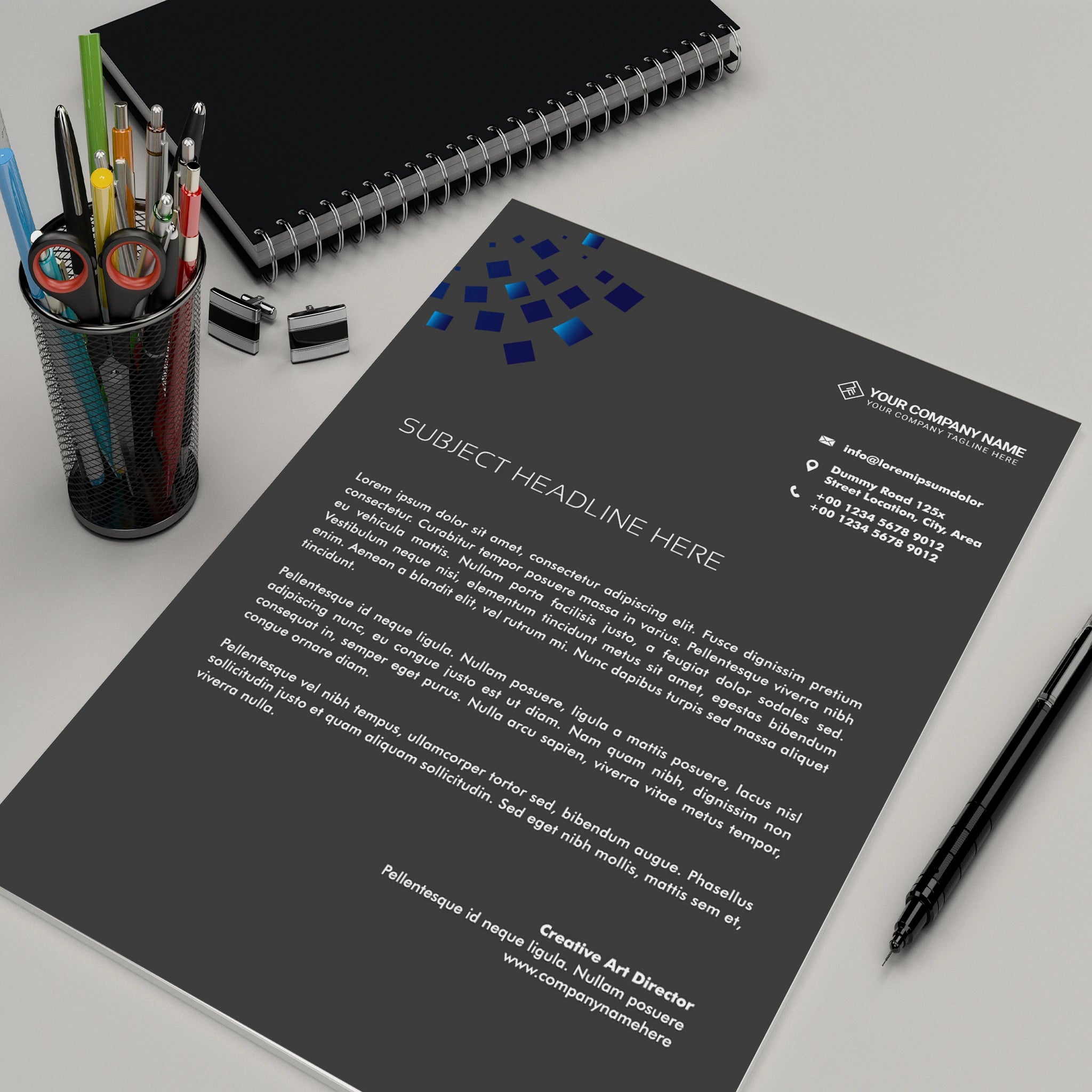 Luxury Black Letterhead – Premium & Elegant Design