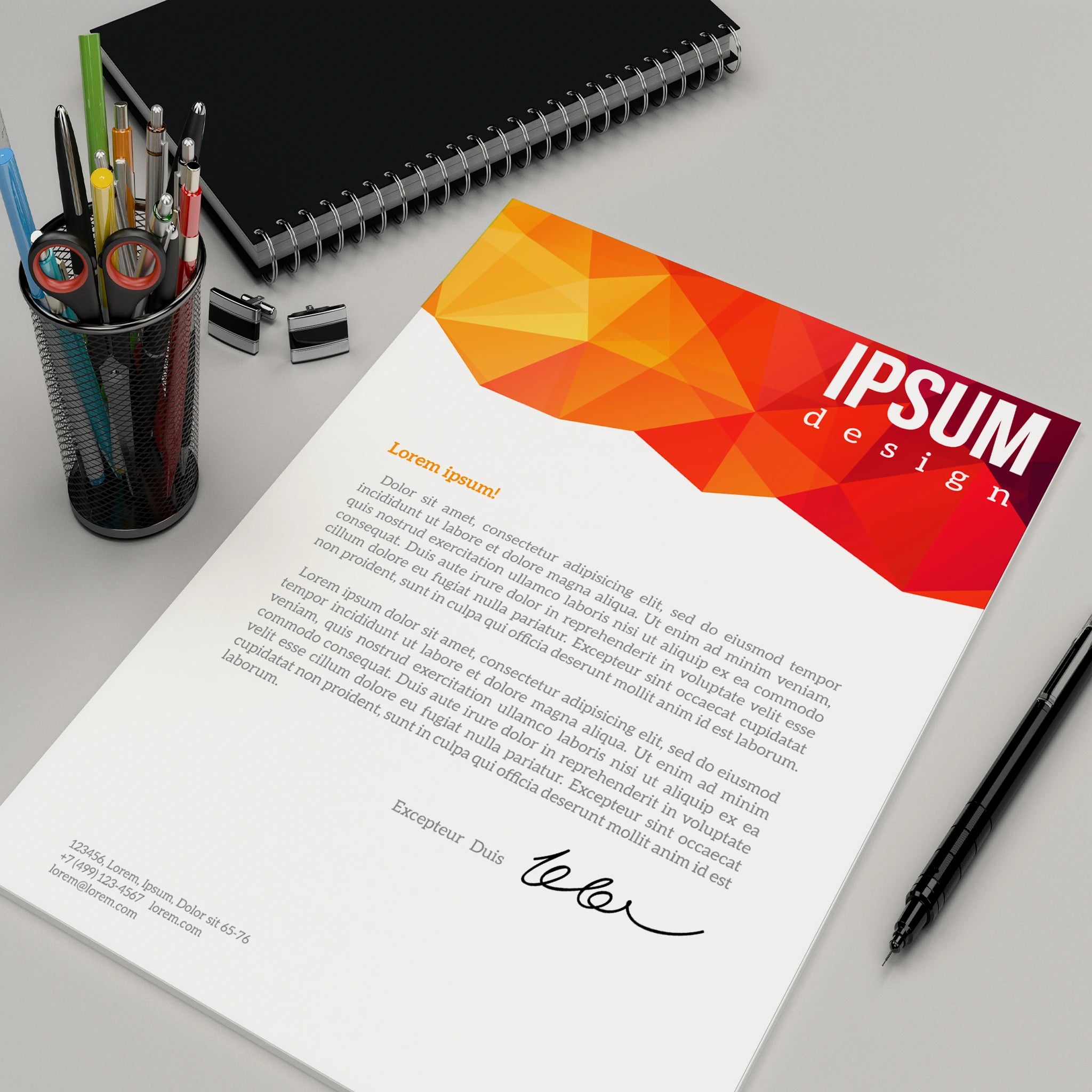 Fiery Orange Geometric Business Essentials Bundle – Bold & Modern