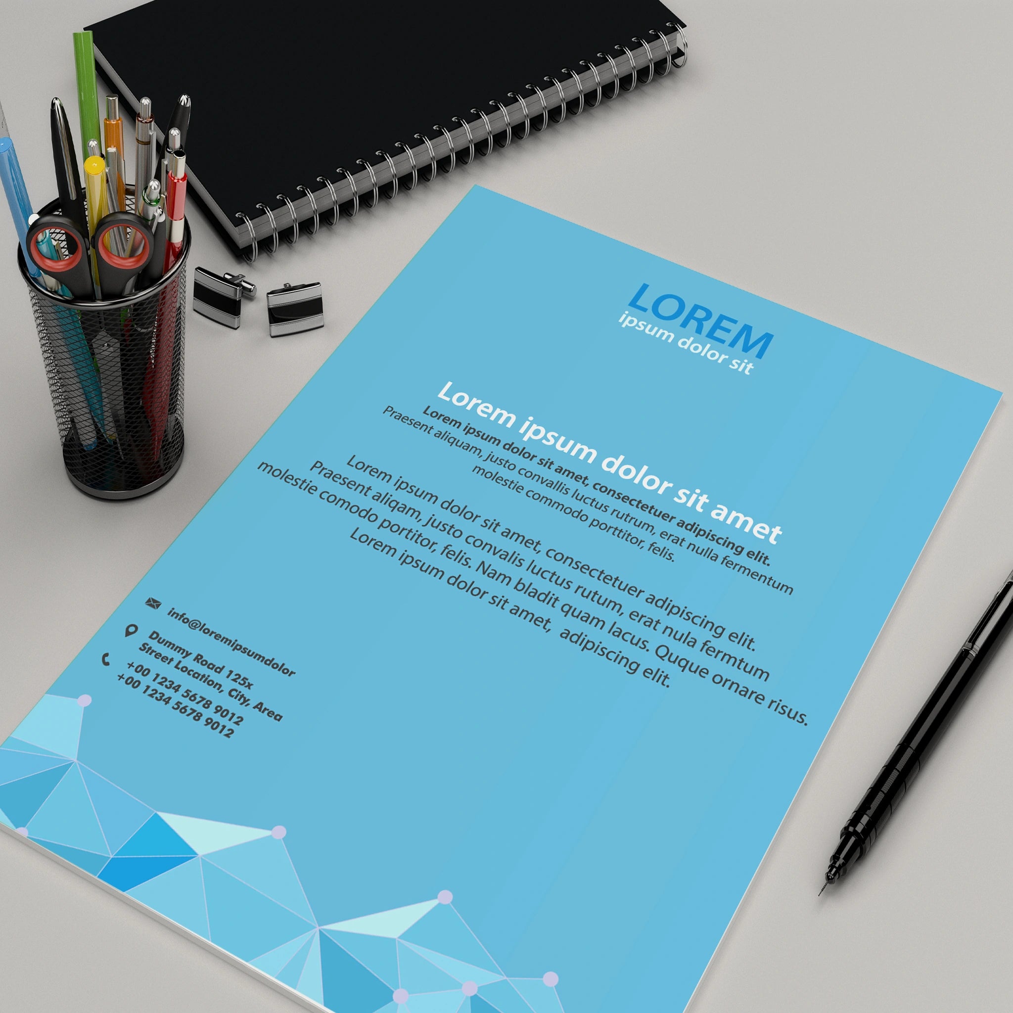 Modern Blue Business Letterhead – Geometric & Professional