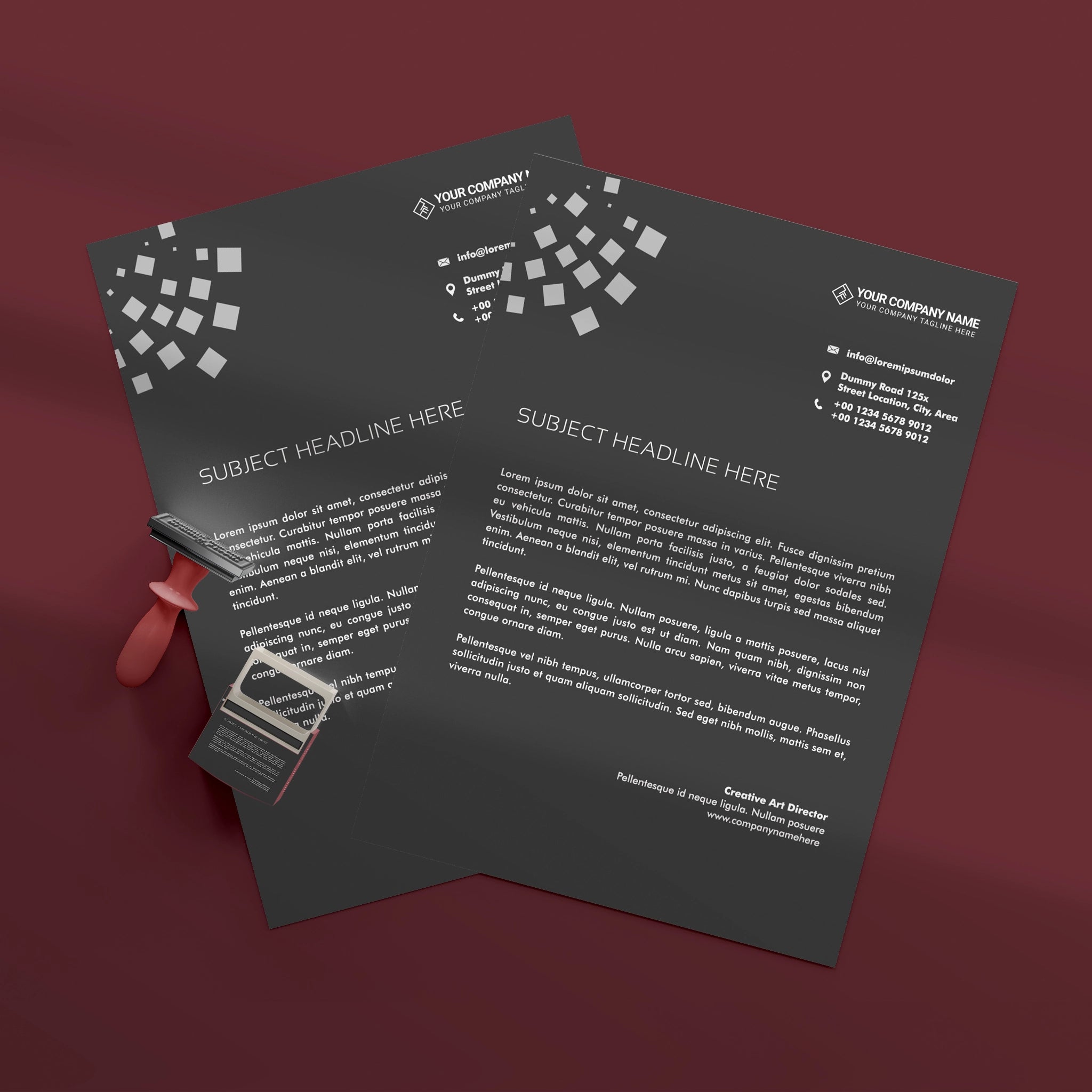 Luxury Black Letterhead – Bold & Professional Business Stationery