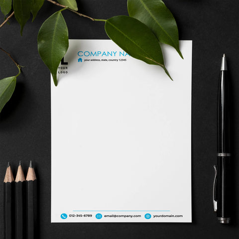 Minimalist Blue & Black Letterheads – Sleek & Professional