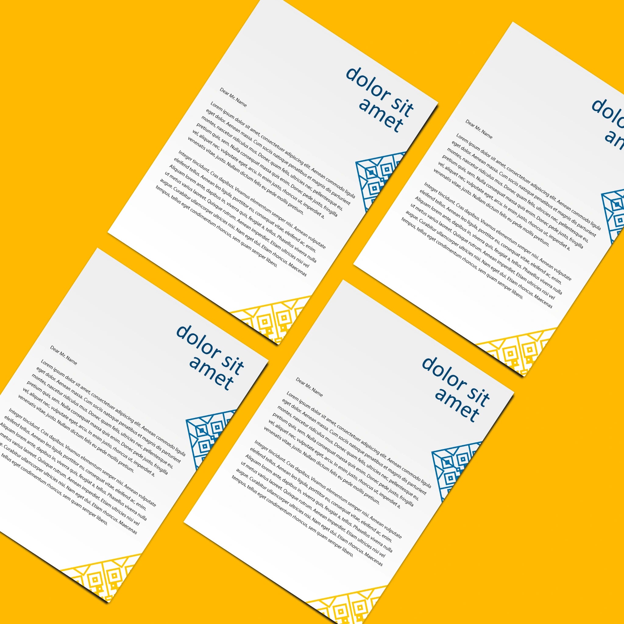 Elegant Blue & Yellow Letterheads – Modern & Professional