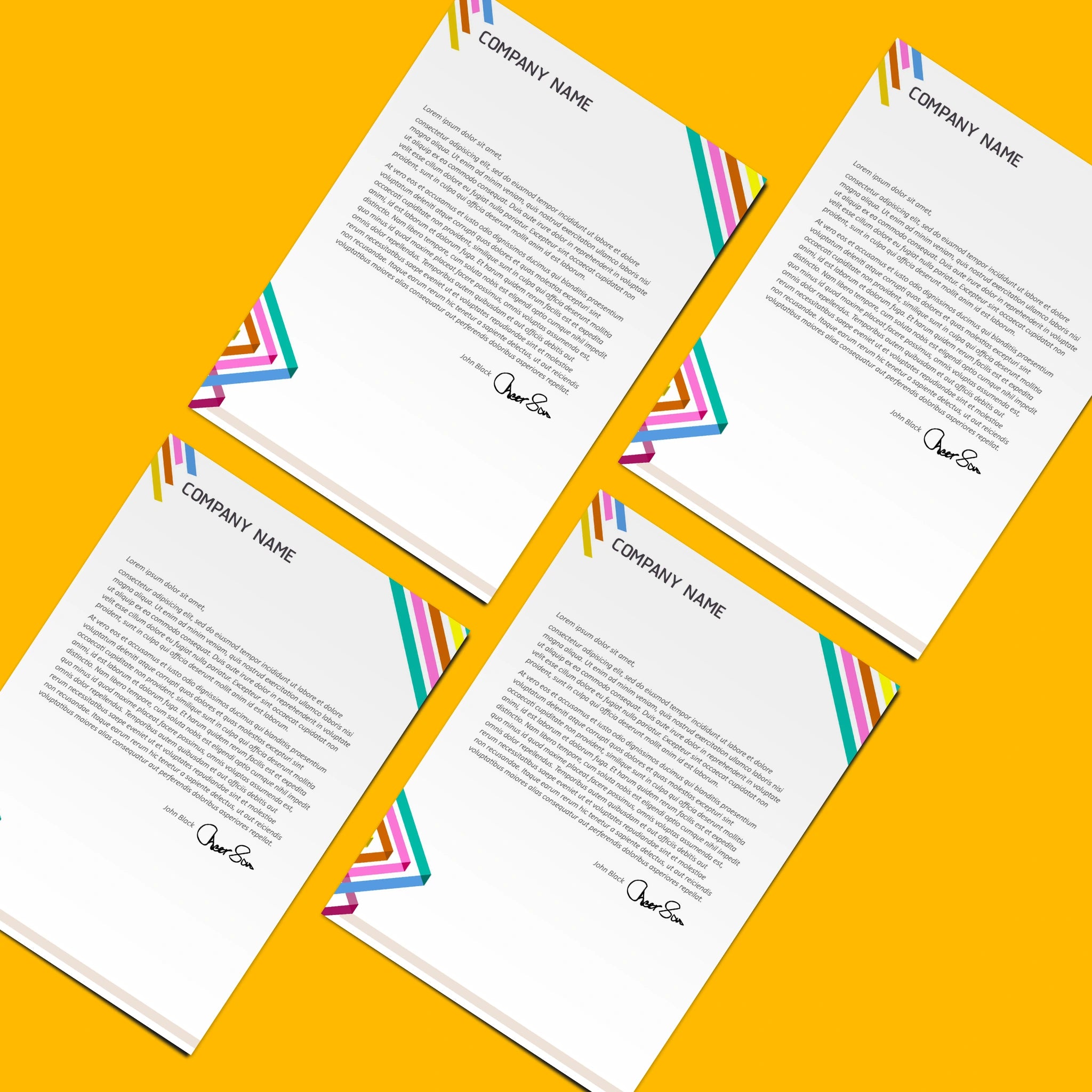 Colorful Striped Business Letterhead – Vibrant & Professional