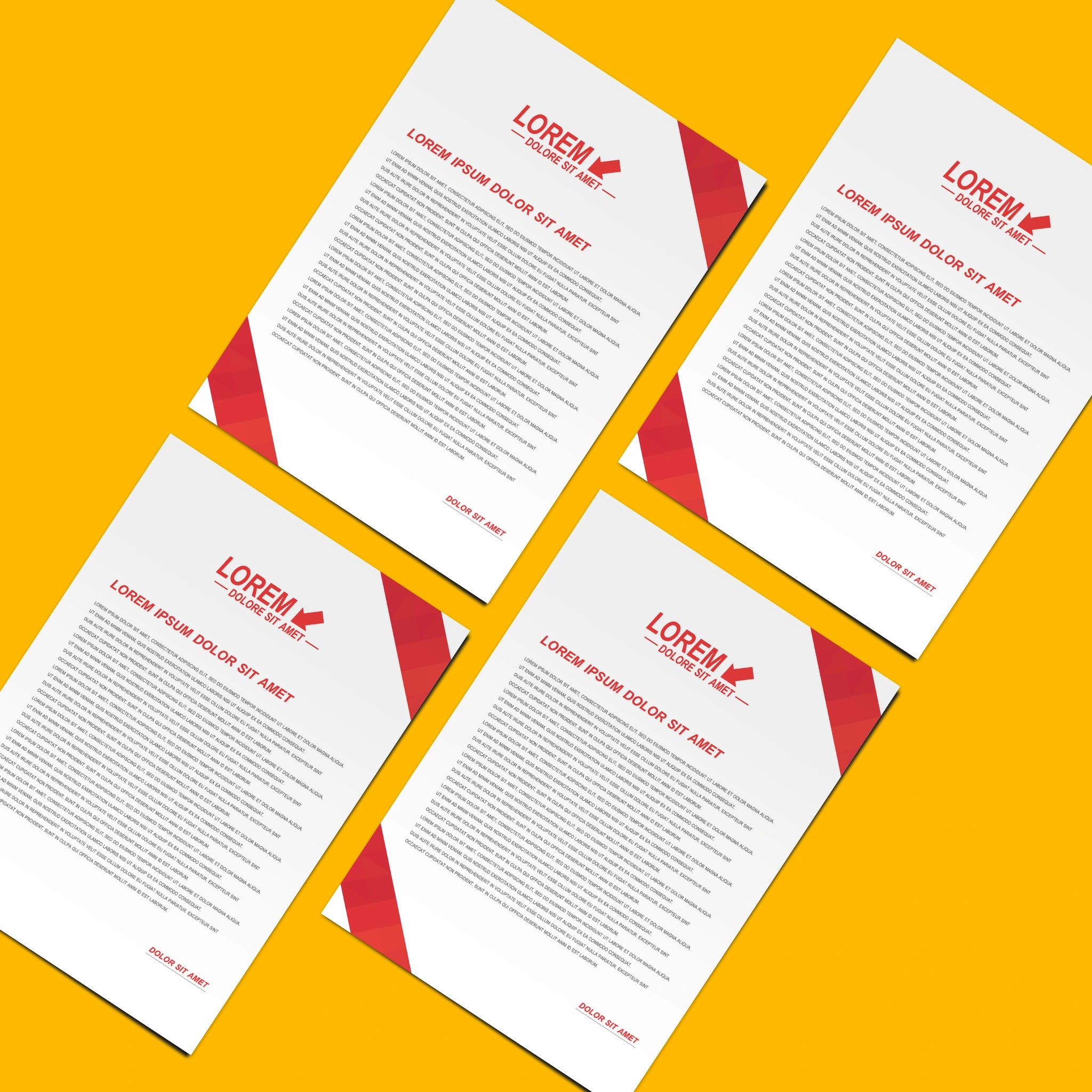 Bold Red Geometric Letterheads – Professional & Eye-Catching