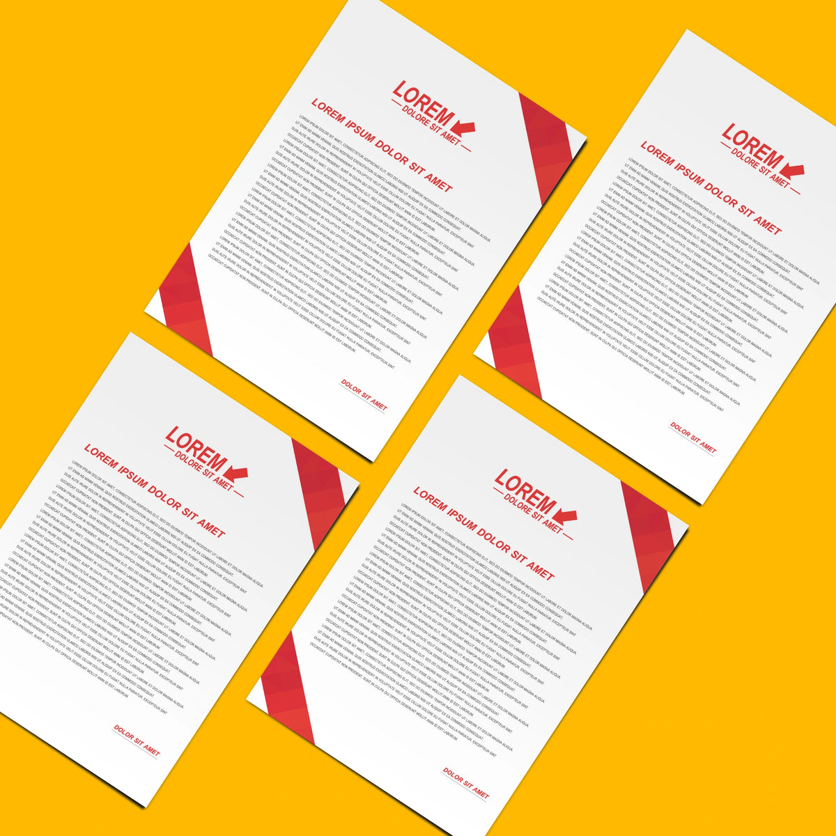 Bold Red Geometric Letterheads – Professional & Eye-Catching