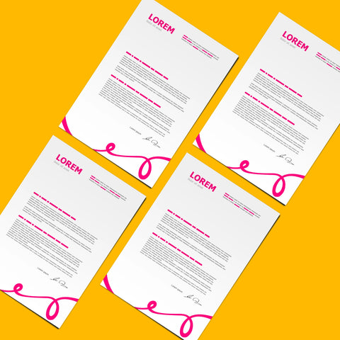 Elegant Pink Swirl Letterhead – Stylish & Modern