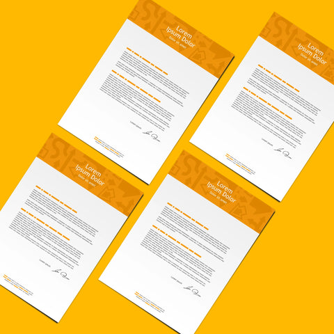Professional Orange Header Letterheads – Modern & Sleek